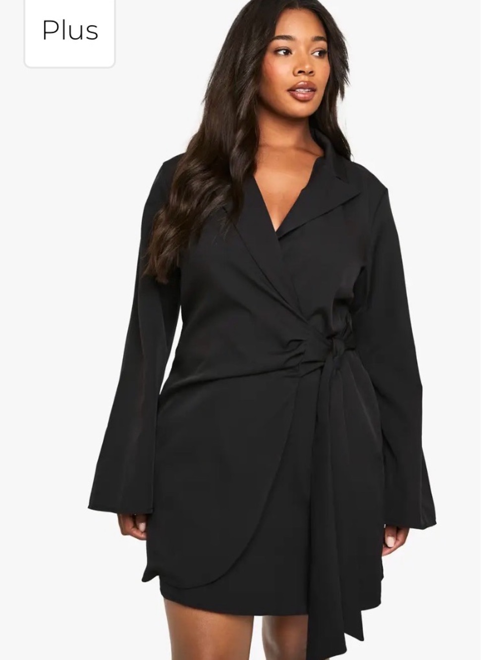 “NWT” Boohoo Plus Tie Waist Tailored Blazer Dress 18 W